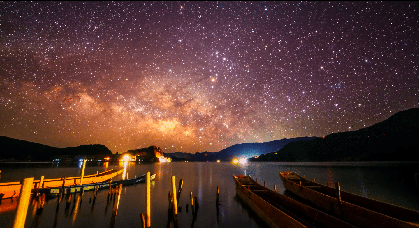 Фото Силуэт человека на фоне ночного звездного неба и млечного пути