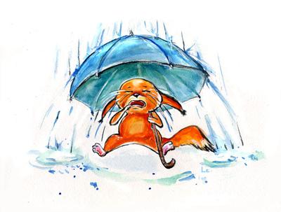 Иллюстрация Опять дождь! в стиле анимационный | Illustrators.ru