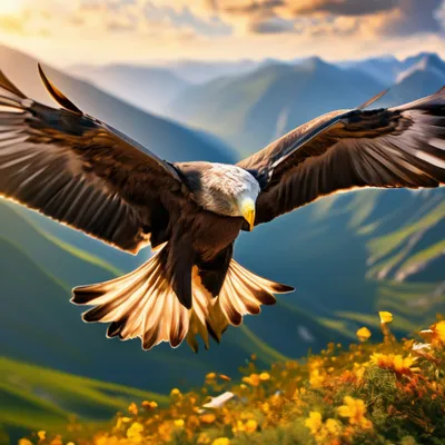 Гордый горный орел парящий в небе …» — создано в Шедевруме