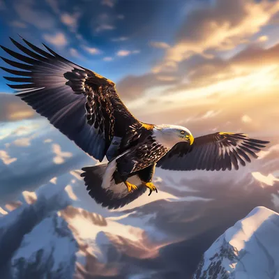 Орел парящий в небе» — создано в Шедевруме