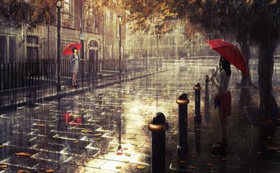 Осенний дождь в париже - обои на телефон