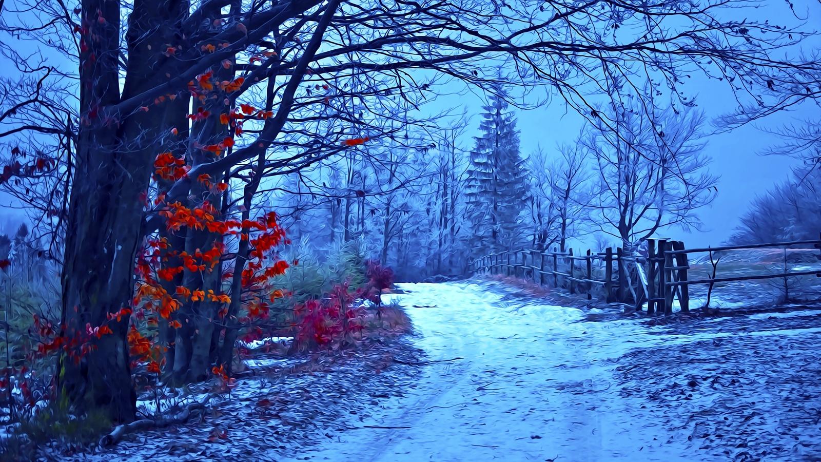 Пейзаж Зима Природа Paysage d 'hiver Осень, зима, png | PNGEgg