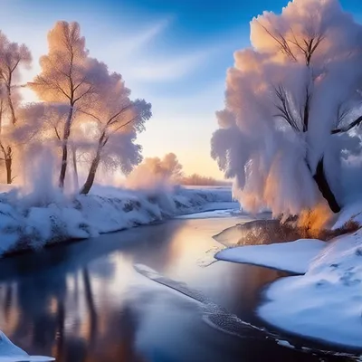 Зимний пейзаж,природа красивая начала…» — создано в Шедевруме