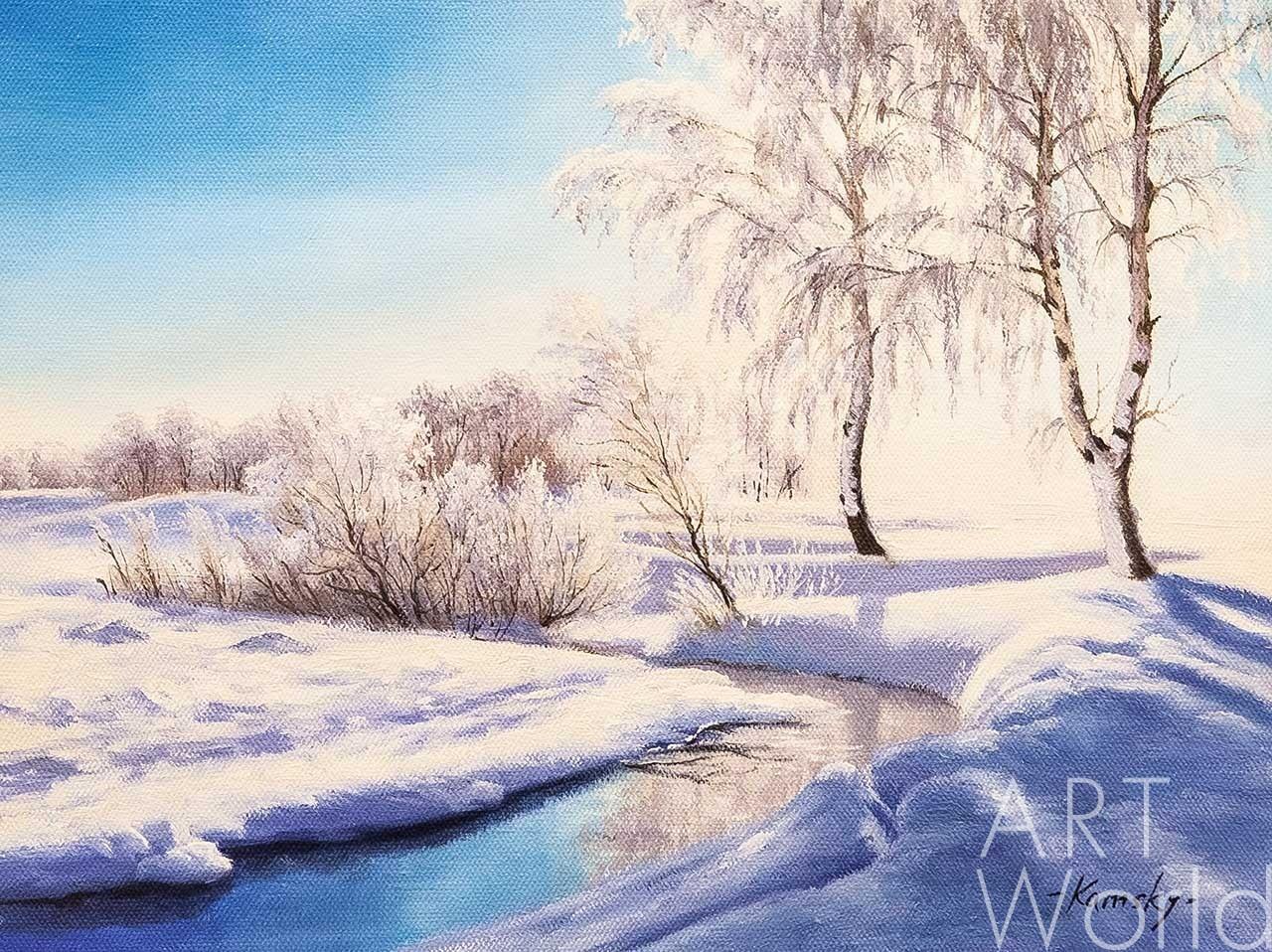 Картина Зимний пейзаж. Вдоль незамерзающего ручья (N1) 60x90 ZM041407  купить в Москве