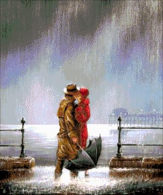 Поцелуи под дождем))