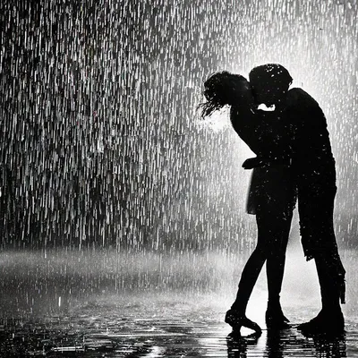Картина по номерам \"Поцелуй под дождем\"