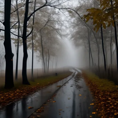 Поздняя осень. дождь туман» — создано в Шедевруме
