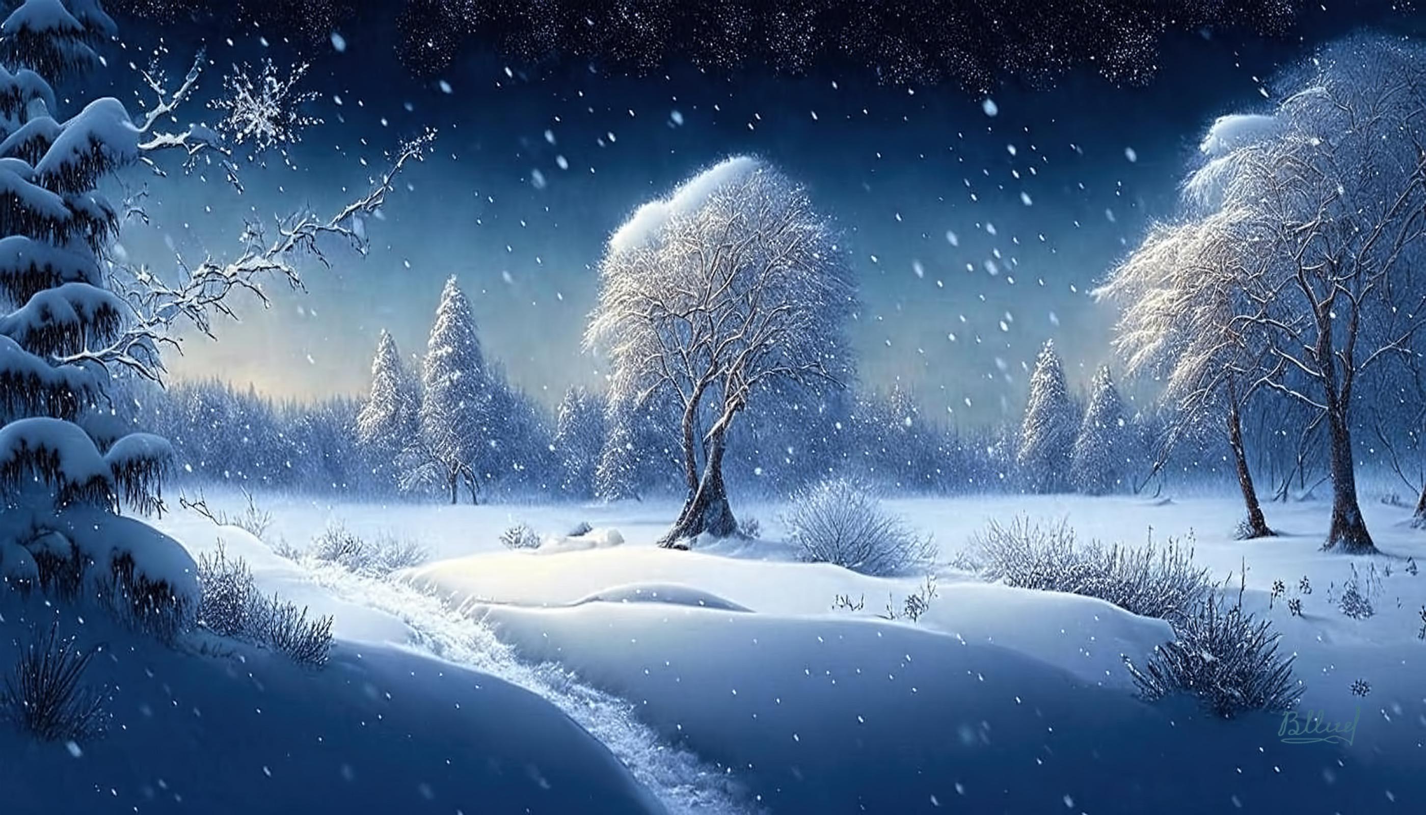Картина Зимний пейзаж. Вдоль незамерзающего ручья (N1) 60x90 ZM041407  купить в Москве