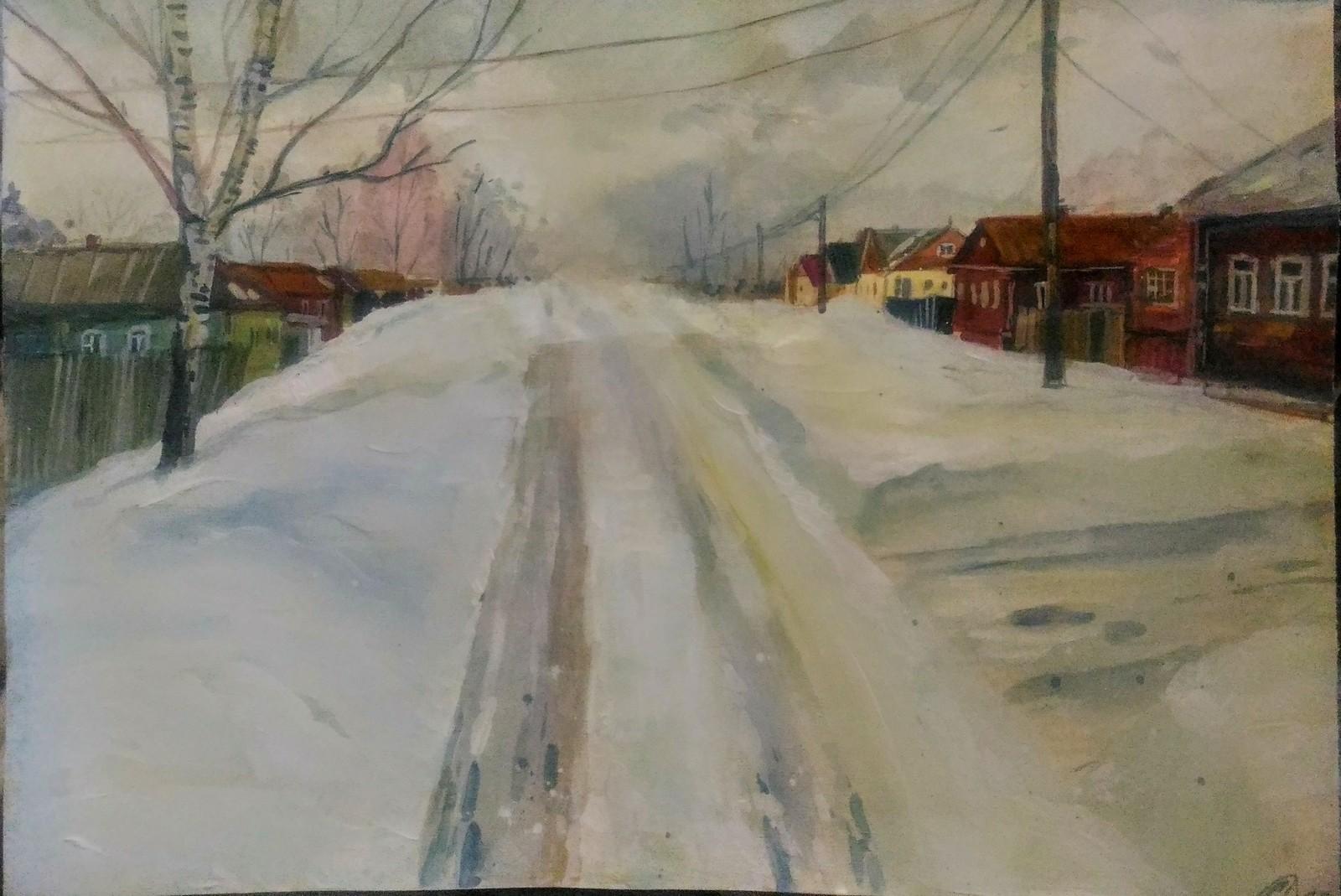 Pugach Painting - Быстрый этюд акрилом\" Прощание с зимой\" холст 30*40  #pugachpainting #этюдмаслом #зима #весна #кот #рыжийкот #оттепель | Facebook