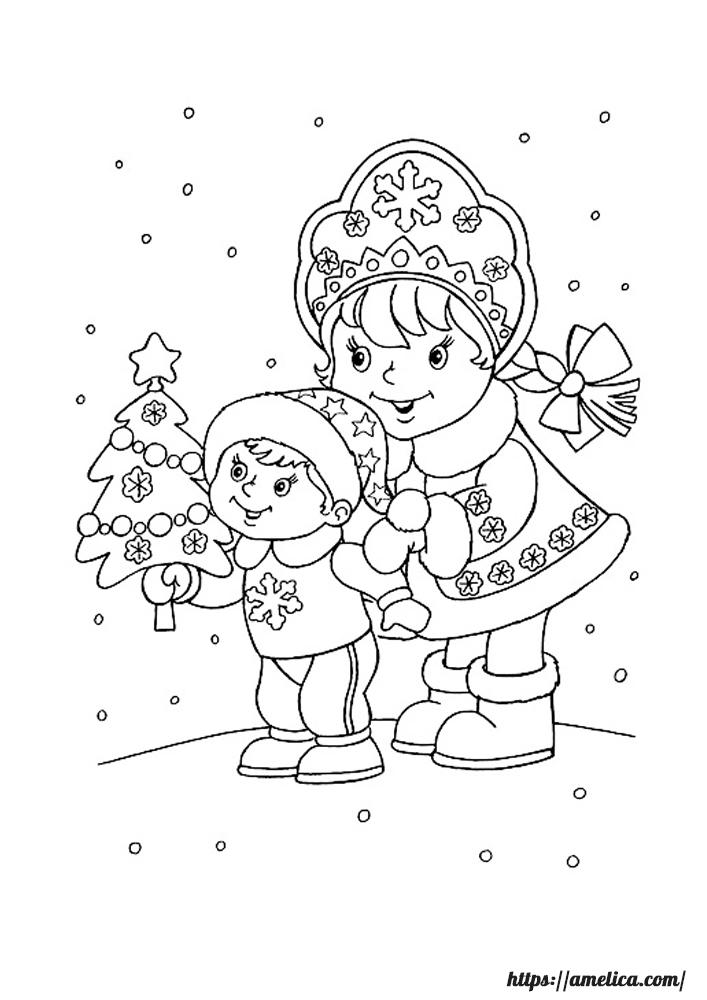 зимние раскраски, новогодние для детей распечататьAmelica
