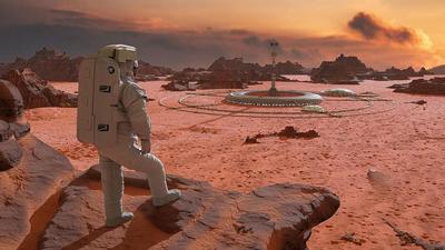 Заход солнца на Марсе Марсианский ландшафт, сухое русло реки на Марсе  Иллюстрация штока - иллюстрации насчитывающей космология, будущее: 143480418