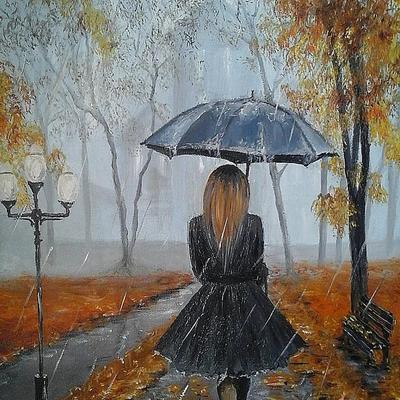 Девушка с зонтиком под дождем Стоковое Изображение - изображение  насчитывающей дождь, платье: 101838337
