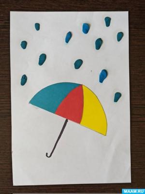 Маленький мальчик с зонтиком под дождем | Премиум векторы