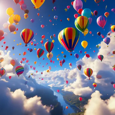 красочные воздушные шары сидят на облачном небе, раскраски из воздушных  шариков фон картинки и Фото для бесплатной загрузки