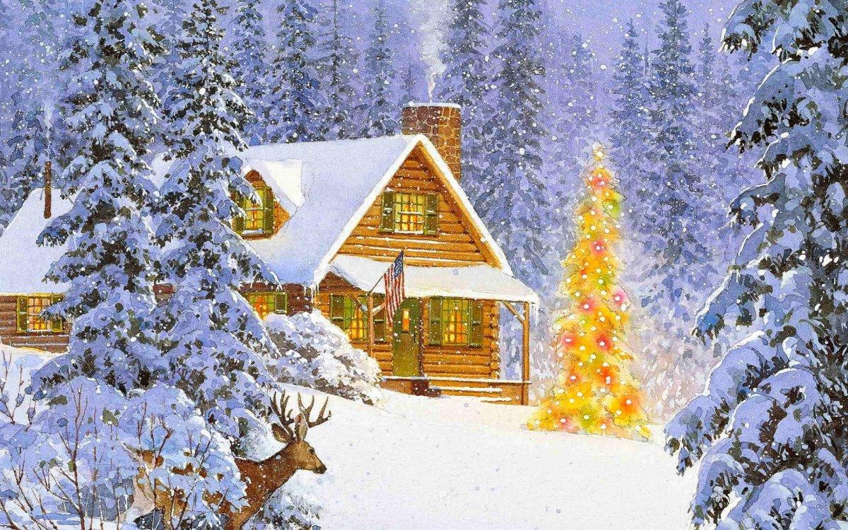 Сказочный домик зимой высокое …» — создано в Шедевруме