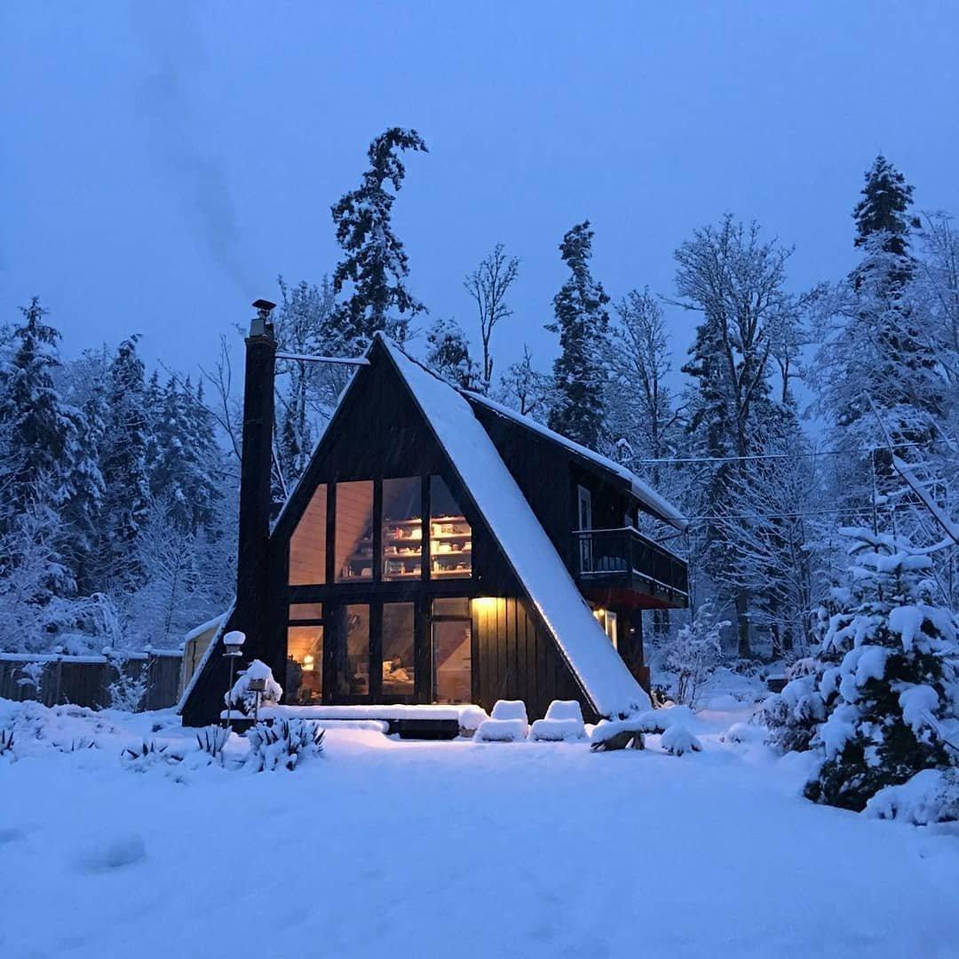 Рисунок домик зимой - 37 фото