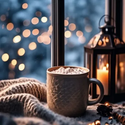 Предпосылка уютной зимы домашняя Стоковое Фото - изображение насчитывающей  десерт, питье: 61038624