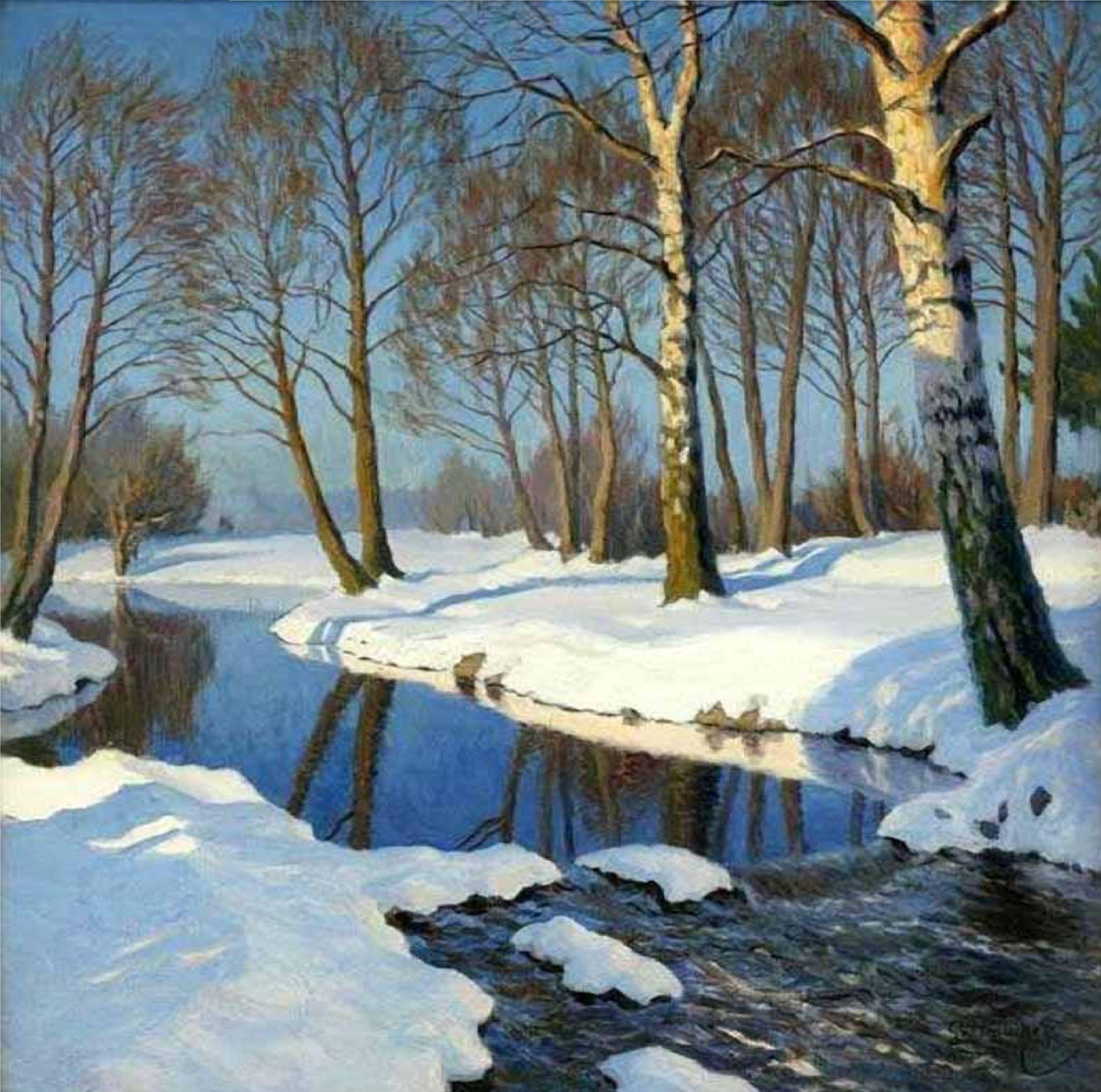 XIX весна капель Михаил Гермашев(1867-1930) | Пейзажи, Поп-арт постеры, Лес  живопись