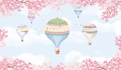 Фотообои Воздушные шары в розовом небе №45472 - цена, фото, отзывы |  АВС-Decor