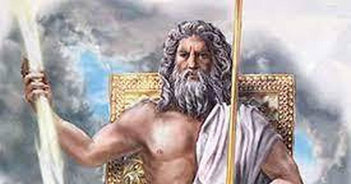 Греческий бог Зевс Хэд Лайн рисует в окружении сильных ветров, смотрящих на  красивый вид. Археологический рисунок неба, заключенный только в поисках  взгляда Векторное изображение ©nialowwa 502099788