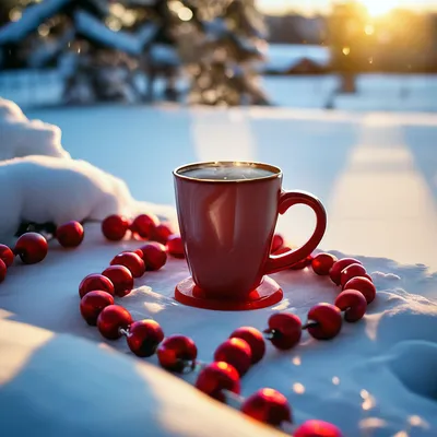Скачать обои зима, кофе, окно, чашка, шарф разрешение 2560x1706 #179470
