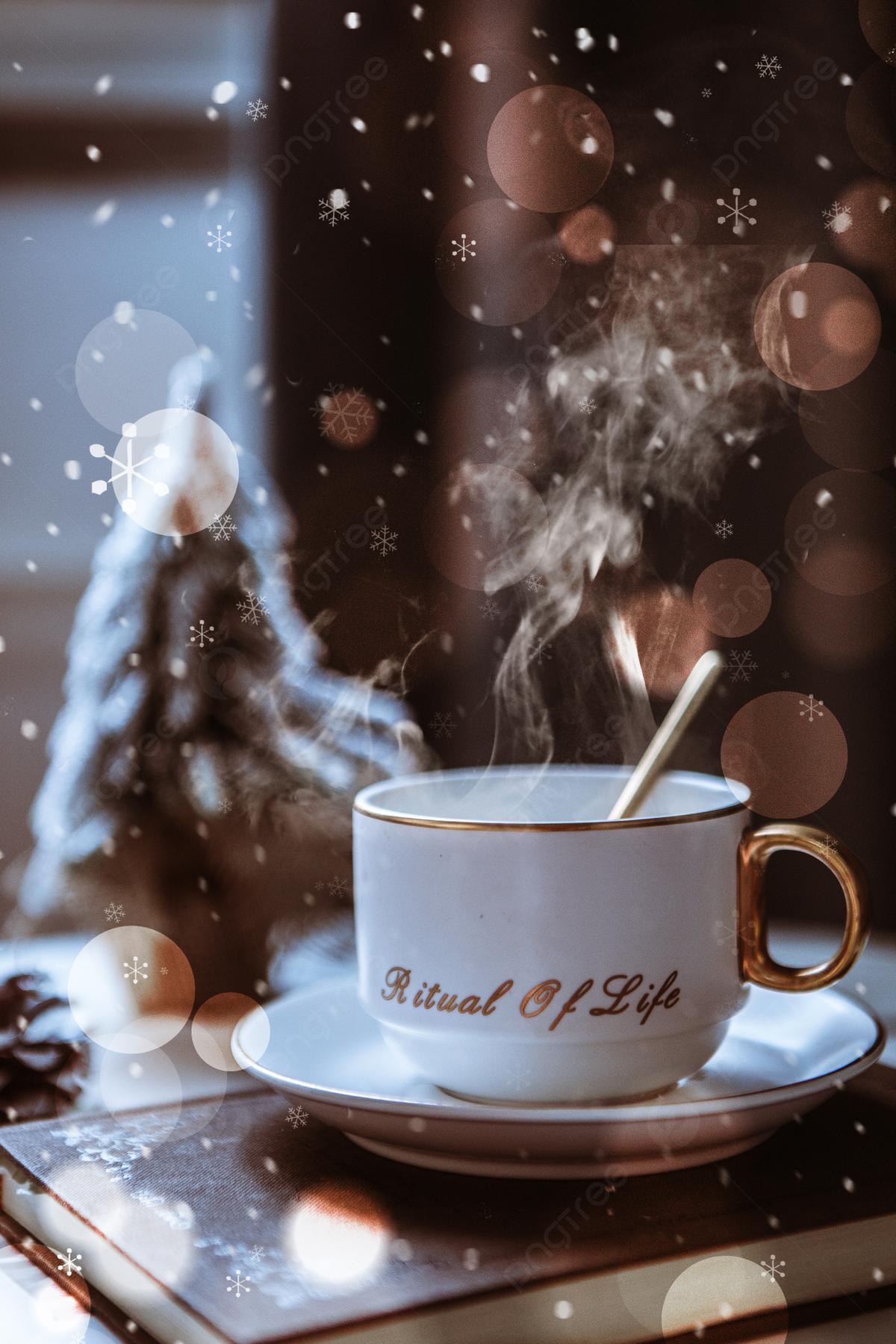 Зимний кофе теплый день синтетический фон И картинка для бесплатной  загрузки - Pngtree