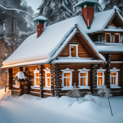 Зима,русский дом в снегу в …» — создано в Шедевруме