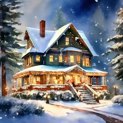 Дом рисунок зимний - 40 фото