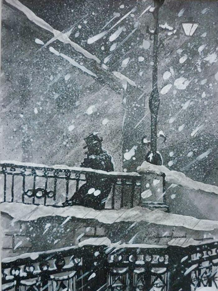 Зима мужчина одиночество снегопад …» — создано в Шедевруме