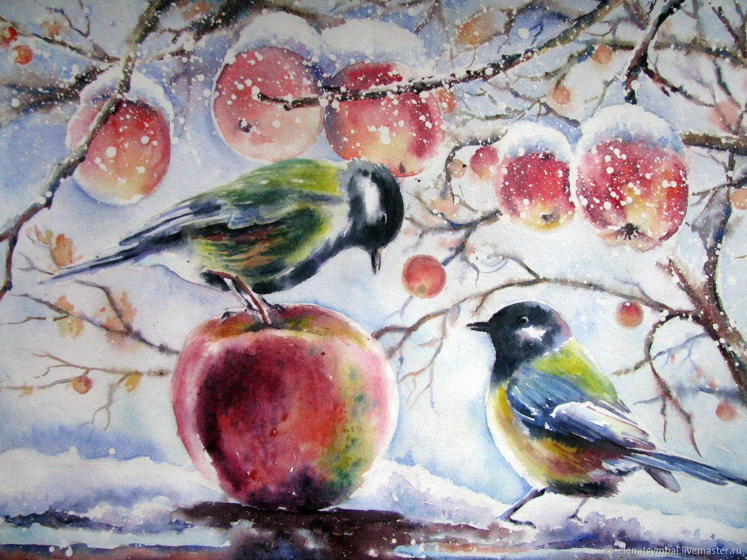 Обои на телефон: Зима, Птицы, Снег, Животные, 16837 скачать картинку  бесплатно.