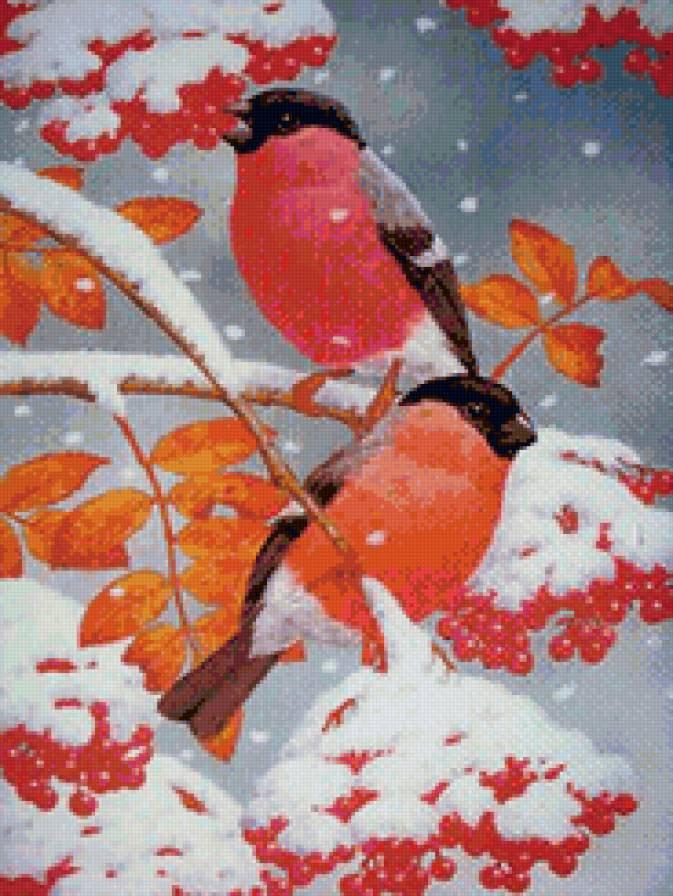 Картина Бисером Снегири, Зима, Рябина №818817 - купить в Украине на  Crafta.ua