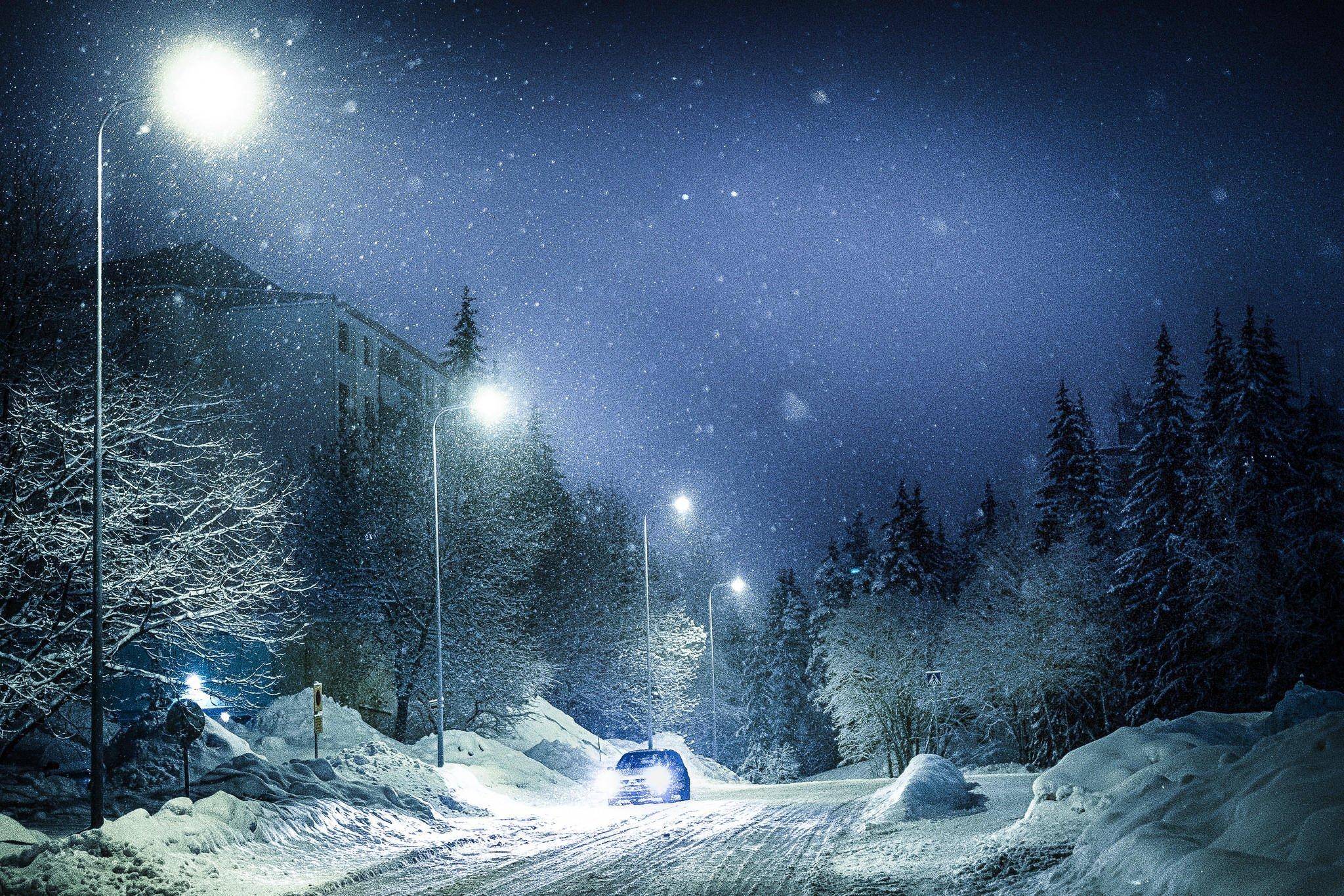 Ночной снегопад (58 фото) - 58 фото