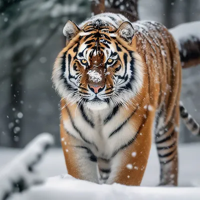 Животное: Тигр. Во весь рост. Зима…» — создано в Шедевруме