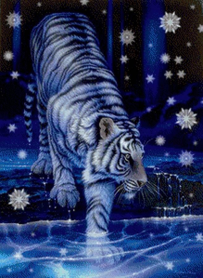 Онлайн пазл «Тигр зимой »