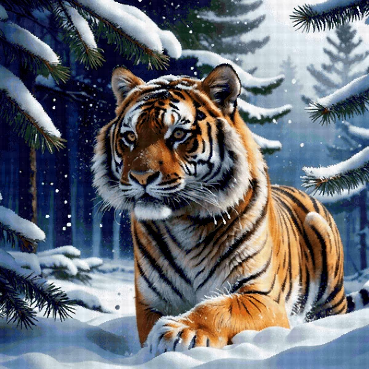 Белый тигр зимой - 59 фото