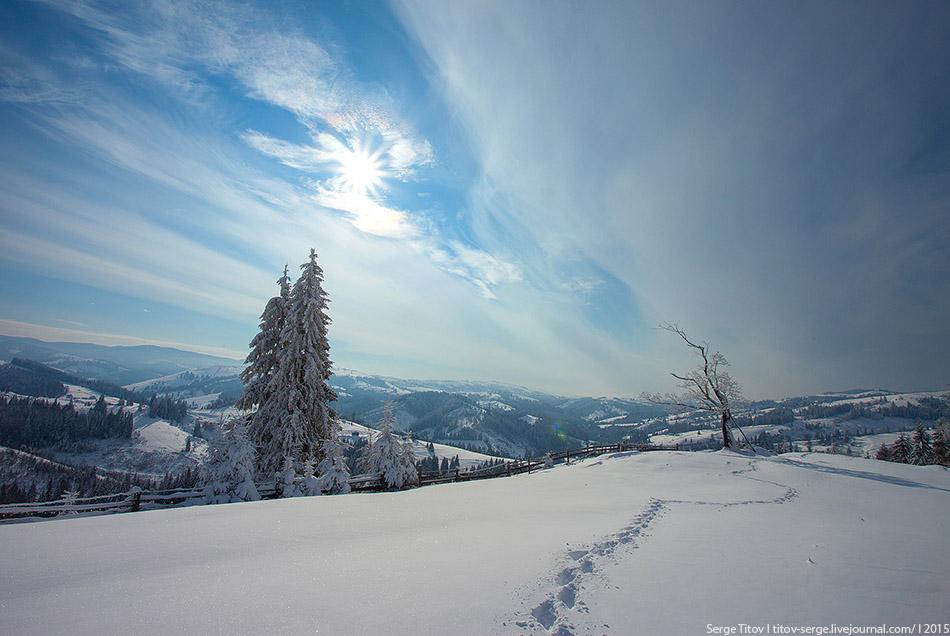 Панорама утра зимы в Карпатах Стоковое Изображение - изображение  насчитывающей потратьте, снежок: 38478217
