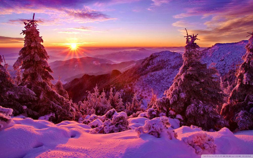 Зимний закат солнца (54 фото) - 54 фото
