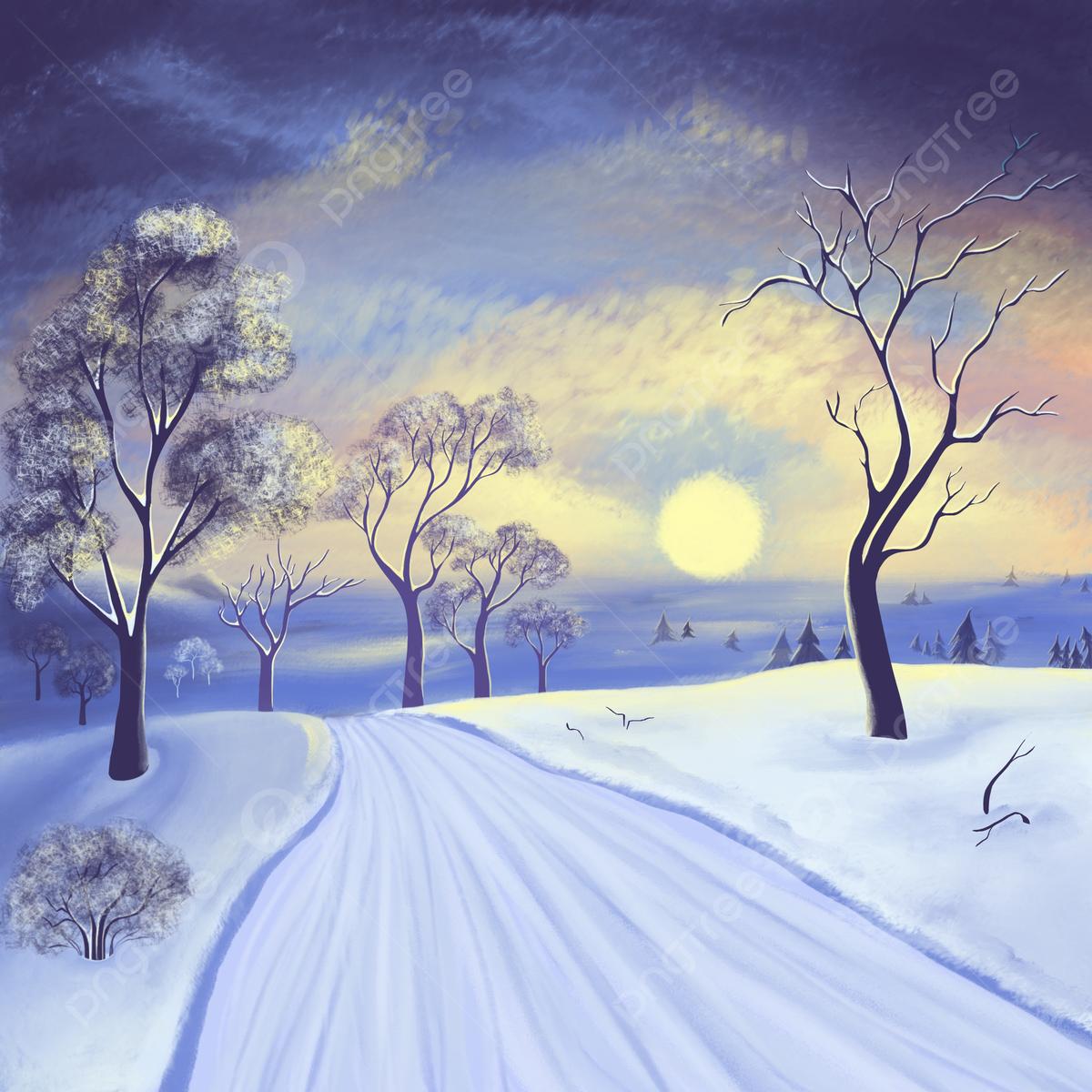 Красивый зимний закат» — создано в Шедевруме