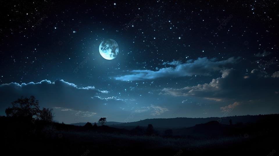 показано звездное небо с луной, луна и звезды картинки, луна, звезда фон  картинки и Фото для бесплатной загрузки