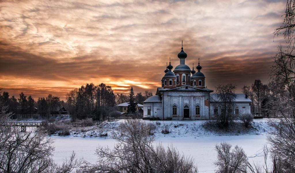 Картинки зима, храм, церковь, иней, красиво - обои 1600x900, картинка  №197245