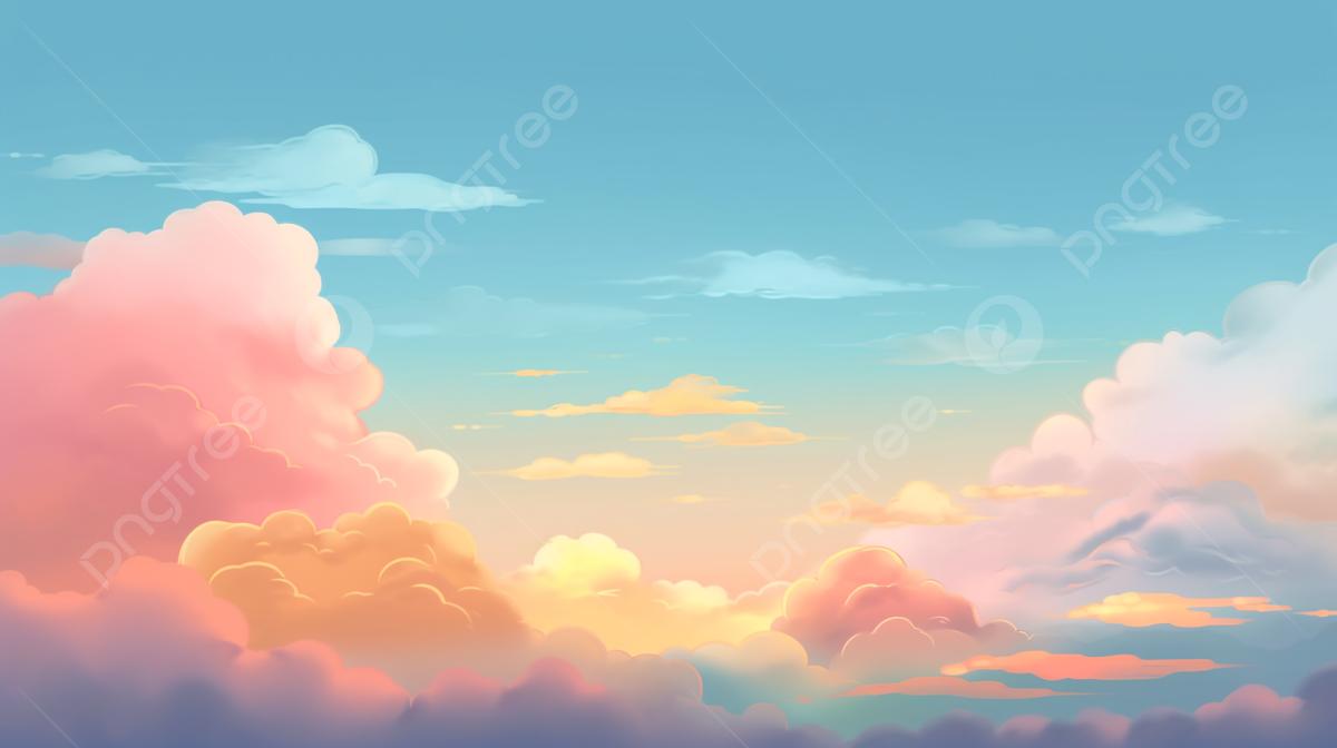 красивые мультяшные облака красочные облака милый фон неба, мультфильм  милый, небо, Небо облака фон картинки и Фото для бесплатной загрузки