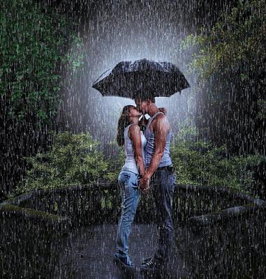 Наклейка «Любовь под дождём»