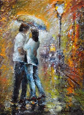 Романтичные пары под дождем на улице вечера Стоковое Изображение -  изображение насчитывающей пары, головка: 37544477