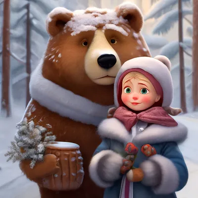 Маша и Медведь, зима» — создано в Шедевруме