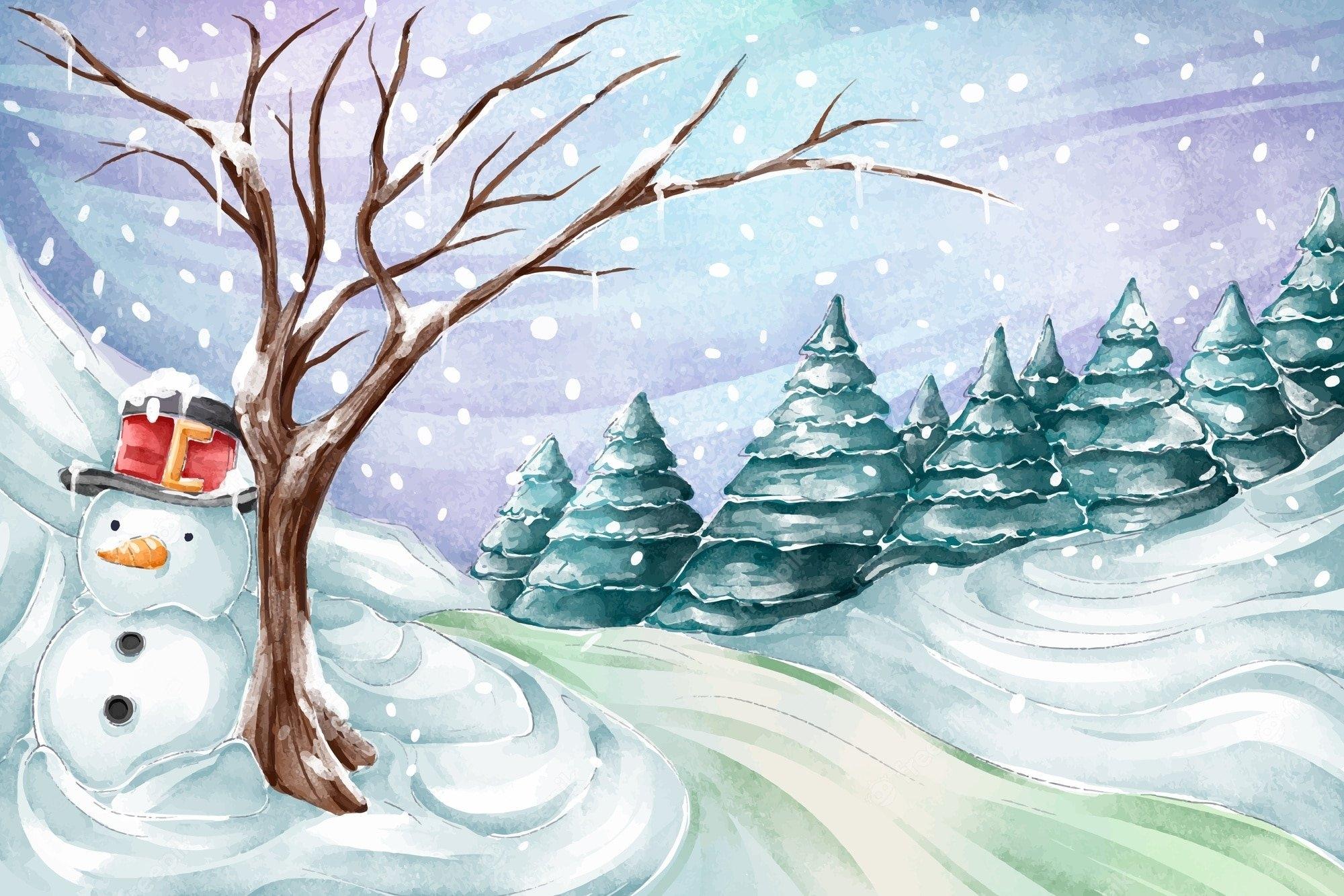 Нарисованные картинки зима фотографии