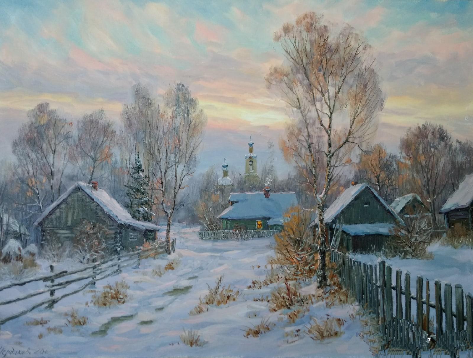 Картина Наступила зима, художник Вячеслав Чердаков