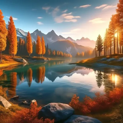 Купить фотообои Рассвет «Осенний рассвет» | PINEGIN