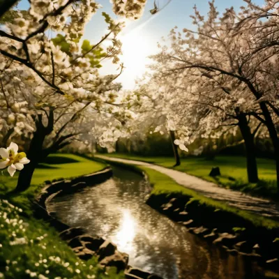Поздняя весна садик в цвету …» — создано в Шедевруме
