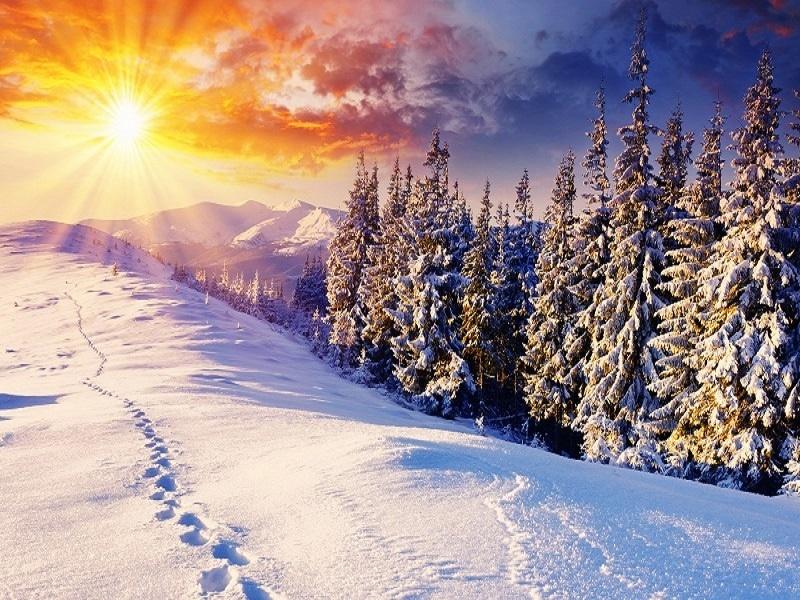 Рассвет в горах зимой - это начало нового дня» — создано в Шедевруме