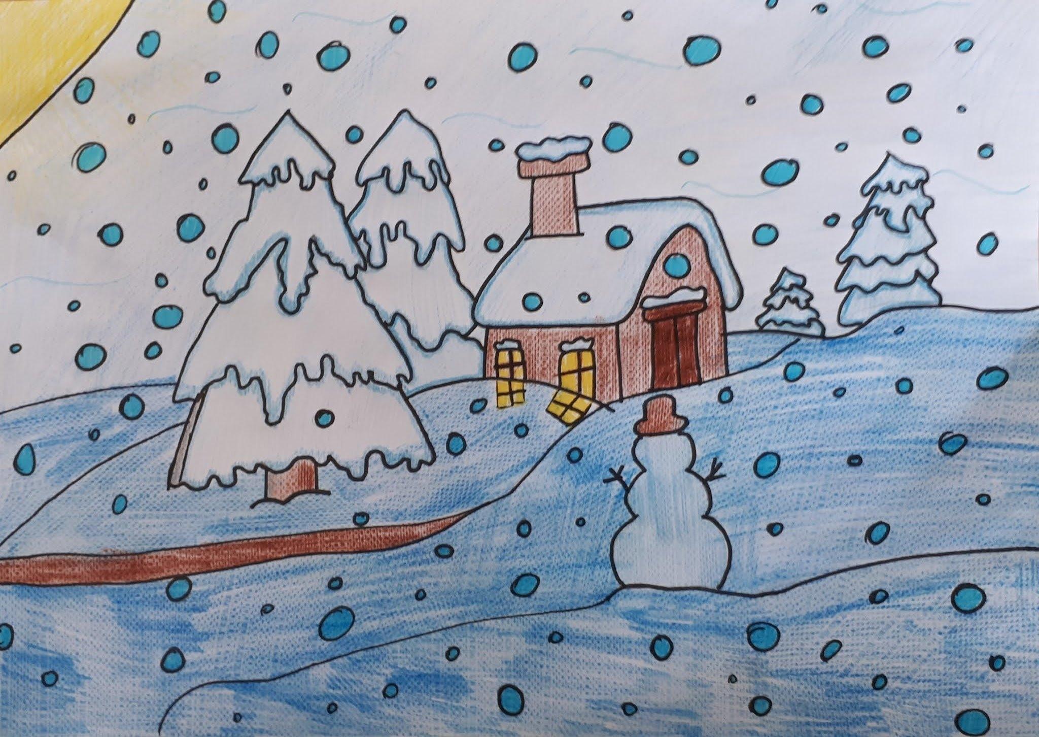 Рисунок зима зимушка карандашом - 69 фото